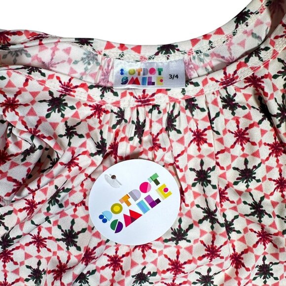 Dot Dot Smile Flapper  Dress Girls 3/4 Peppermint Christmas Holiday Red Green - Picture 2 of 6